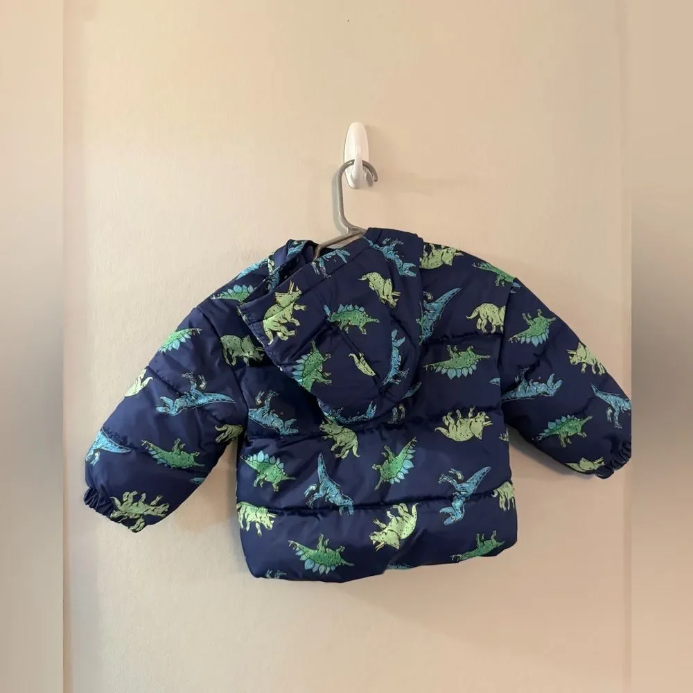 Old Navy Toddler Kids Dinosaur Print Puffer Jacket - Size 18-24 Months
